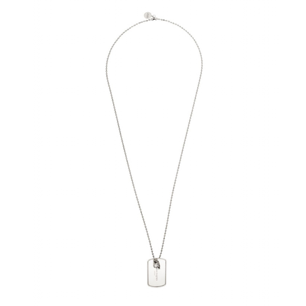 [알렉산더 맥퀸] 585475 J160Y 0446 아이덴티티 태그 스컬 참 네크리스 실버 목걸이